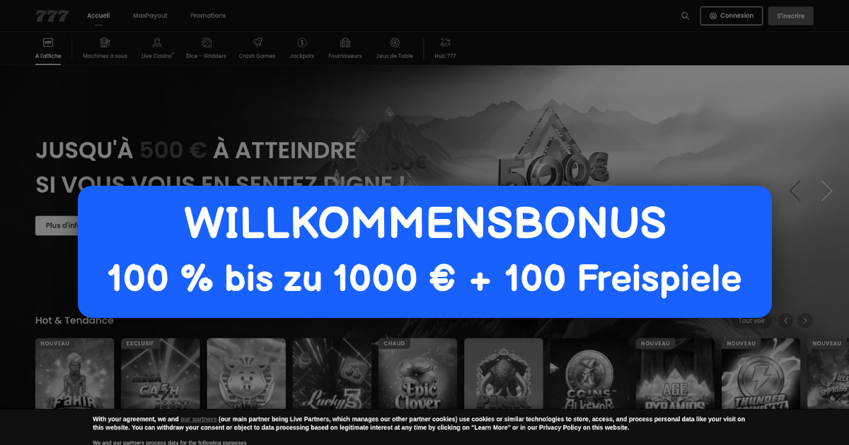 777 Casino welcome bonus