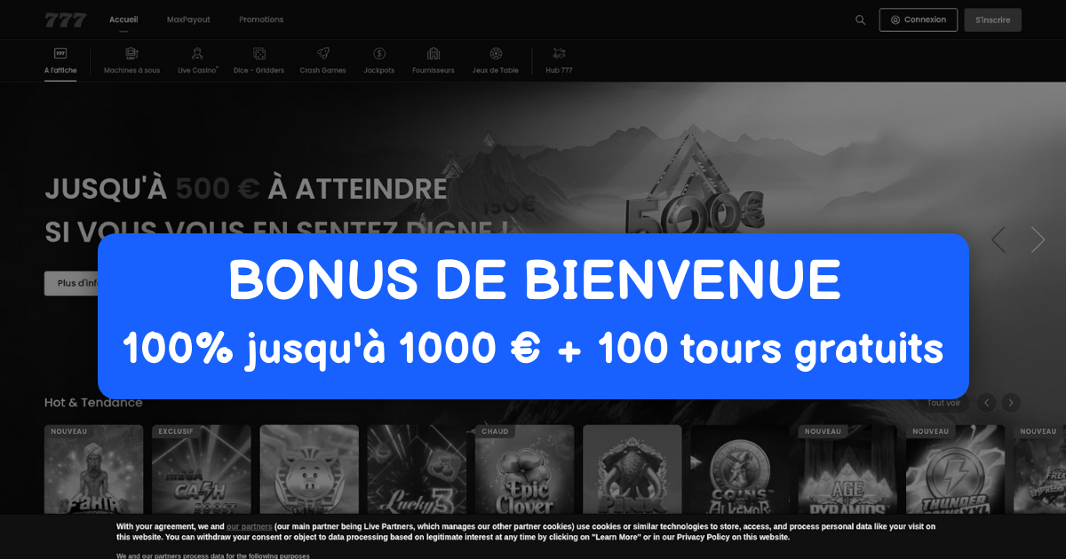 777 Casino welcome bonus