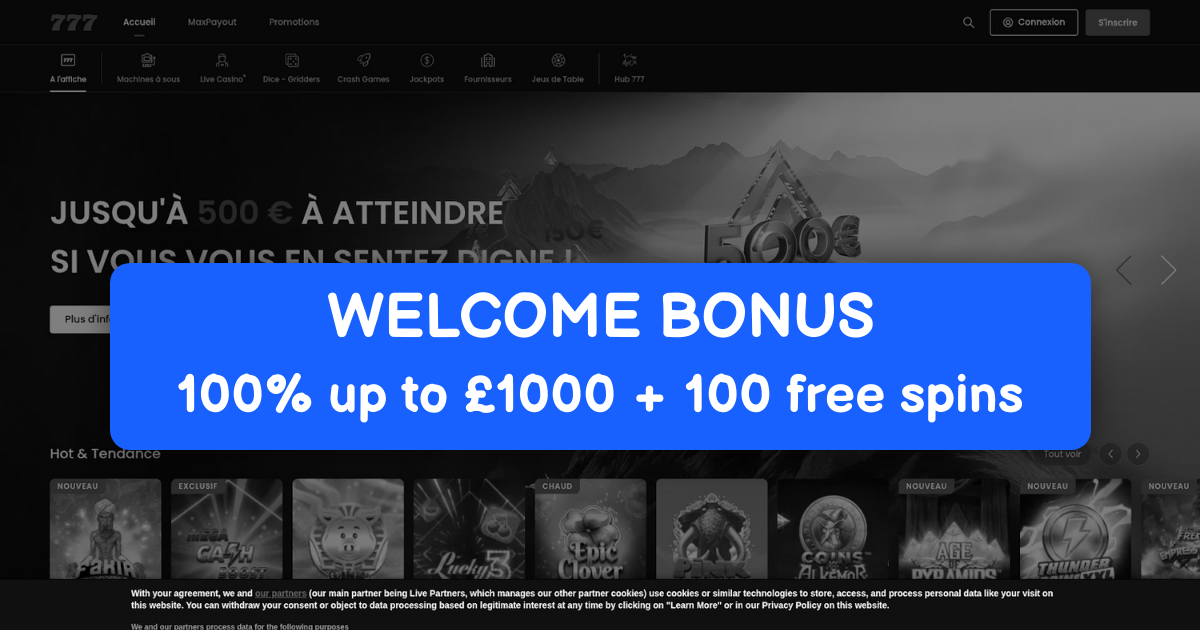 777 Casino welcome bonus